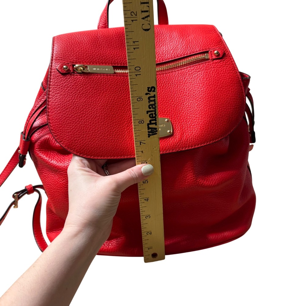 Michael Kors‎ Red Pebbled Leather Convertible Backpack Purse Gold Hardware - Picture 8 of 16